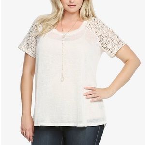 Torrid | Hi-Low Hem Crochet Sleeve Top